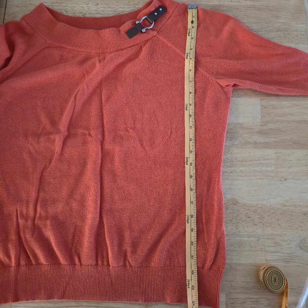 Lauren Ralph Lauren XL Orange Buckle Cotton Knit Boat Neck Equestrian Sweater - Picture 10 of 11